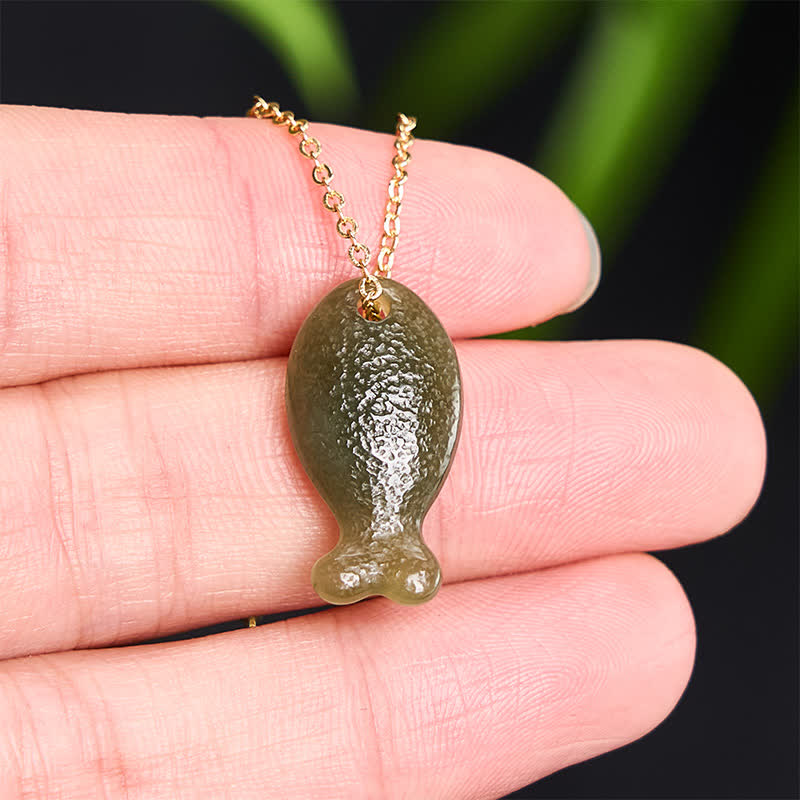 Nimara Ritual Jade Little Fish Luck Hand Carved Pendant Necklace