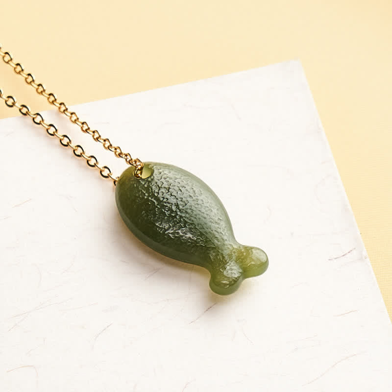 Nimara Ritual Jade Little Fish Luck Hand Carved Pendant Necklace