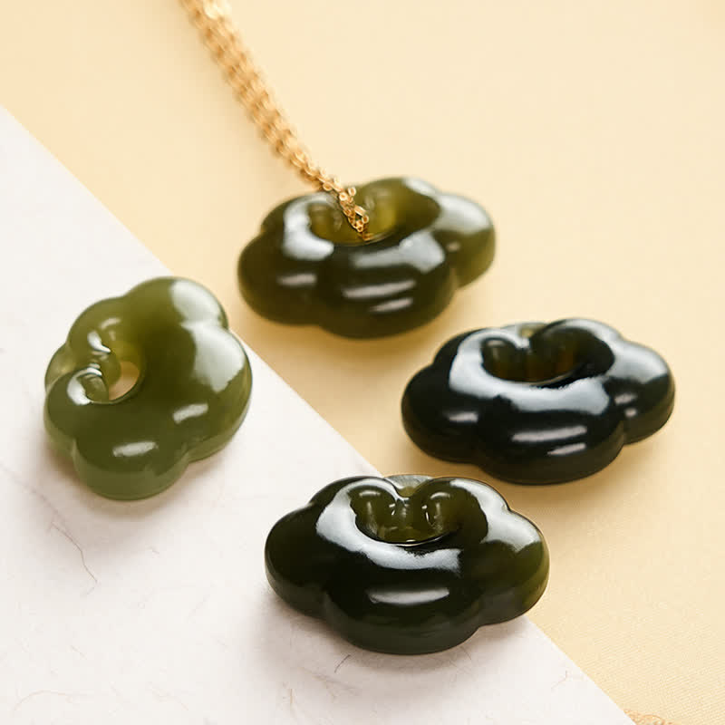 Nimara Ritual Jade Auspicious Cloud Lock Luck Vintage Pendant Necklace