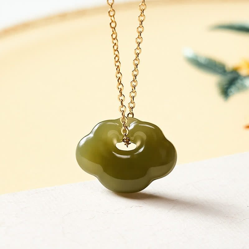 Nimara Ritual Jade Auspicious Cloud Lock Luck Vintage Pendant Necklace