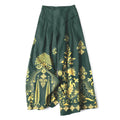 Nimara Ritual Cotton Linen Bohemian Golden Floral Pattern Women's Elastic Waist Wide Leg Pants With Pockets
