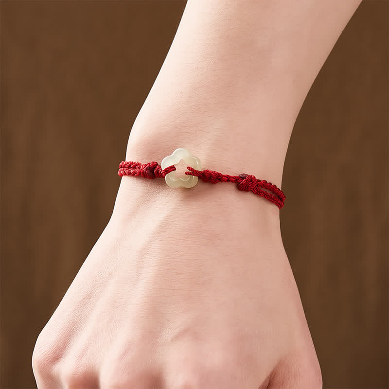 Nimara Ritual Hetian Jade Plum Bossom Luck Red String Bracelet