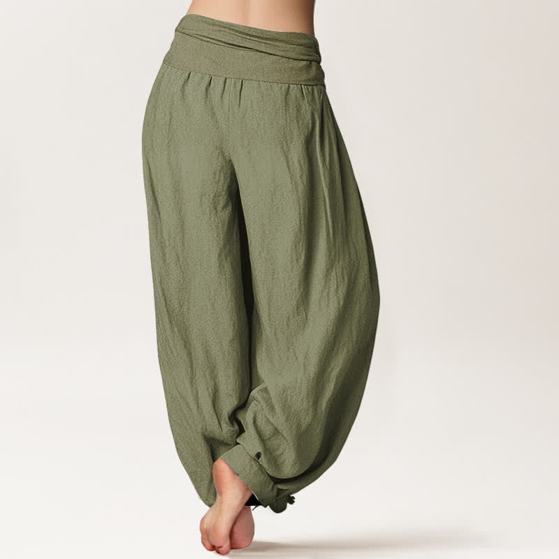Nimara Ritual Pure Cotton Sun and Moon Pattern Women's Elastic Waist Harem Pants