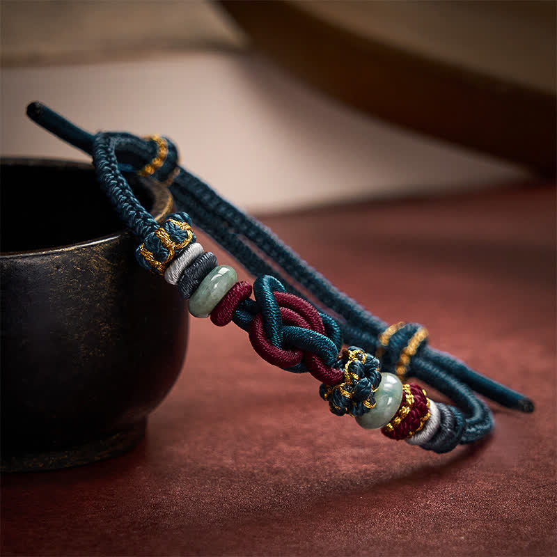 Nimara Ritual Hand-Woven Love Heart Knot Jade Luck Braided Cord Bracelet