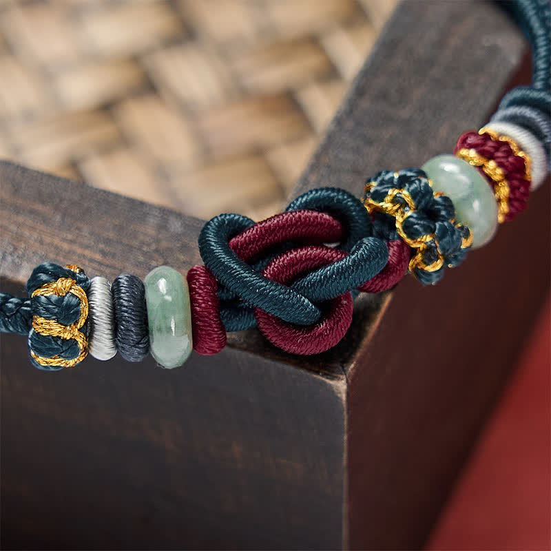 Nimara Ritual Hand-Woven Love Heart Knot Jade Luck Braided Cord Bracelet