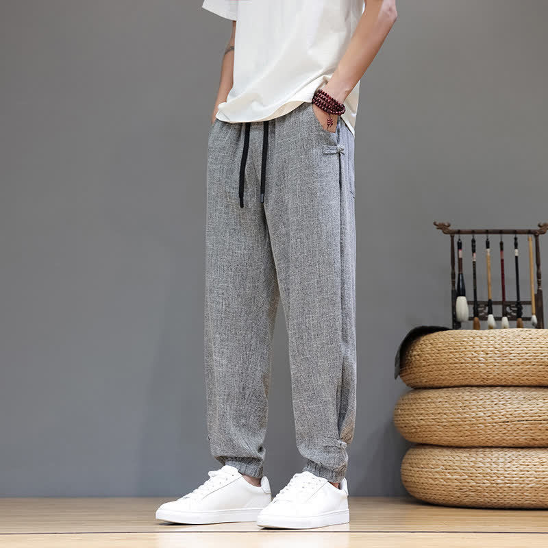 Nimara Ritual Spring Summer Casual Minimalist Drawstring Elastic Waist Solid Cropped Pants Men's Tapered Pants With Pocket