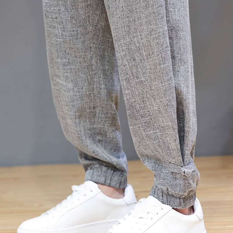 Nimara Ritual Spring Summer Casual Minimalist Drawstring Elastic Waist Solid Cropped Pants Men's Tapered Pants With Pocket