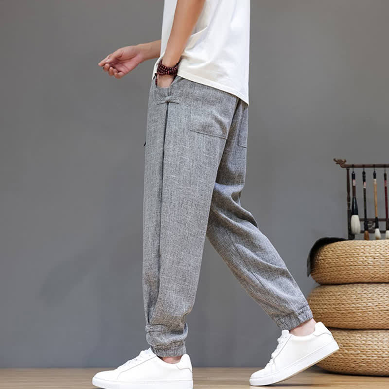 Nimara Ritual Spring Summer Casual Minimalist Drawstring Elastic Waist Solid Cropped Pants Men's Tapered Pants With Pocket