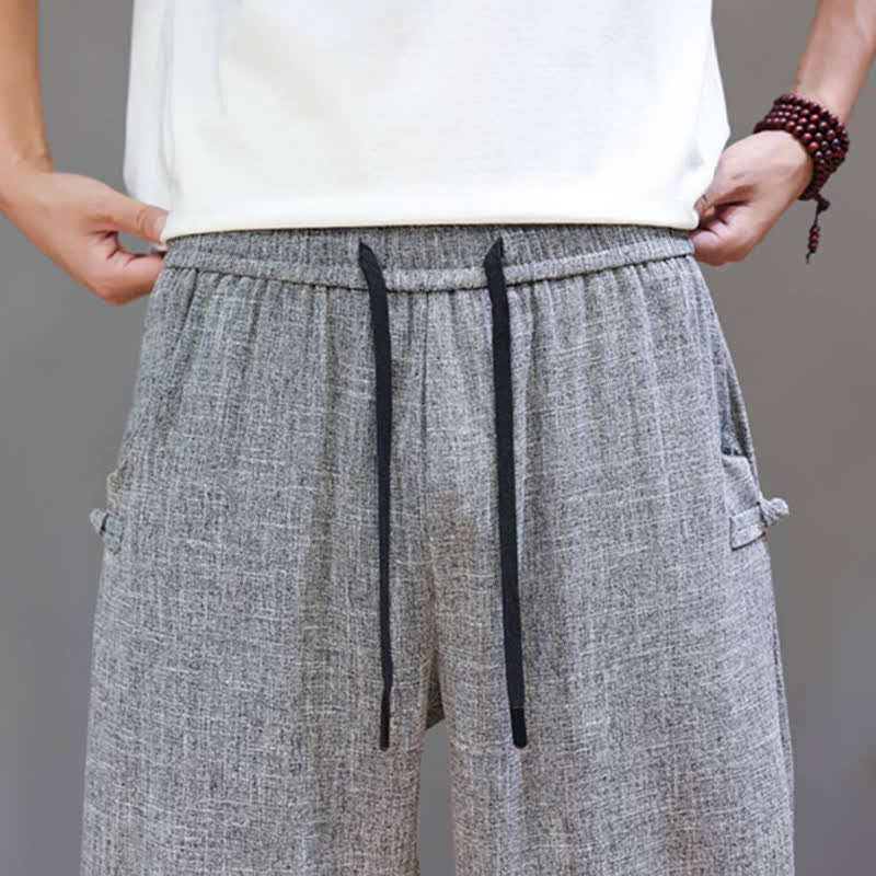 Nimara Ritual Spring Summer Casual Minimalist Drawstring Elastic Waist Solid Cropped Pants Men's Tapered Pants With Pocket