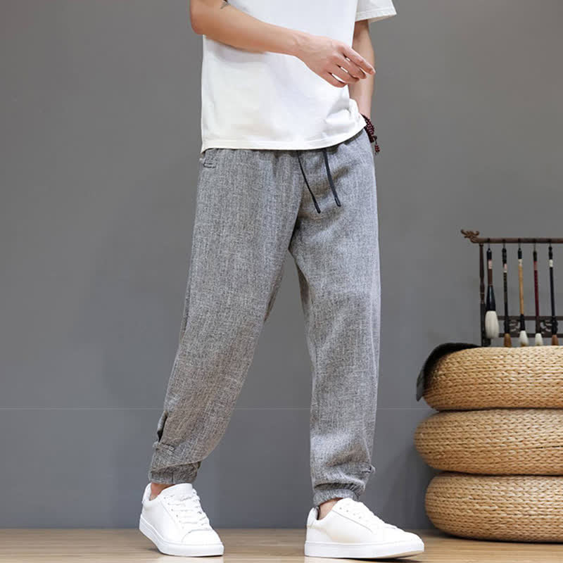 Nimara Ritual Spring Summer Casual Minimalist Drawstring Elastic Waist Solid Cropped Pants Men's Tapered Pants With Pocket