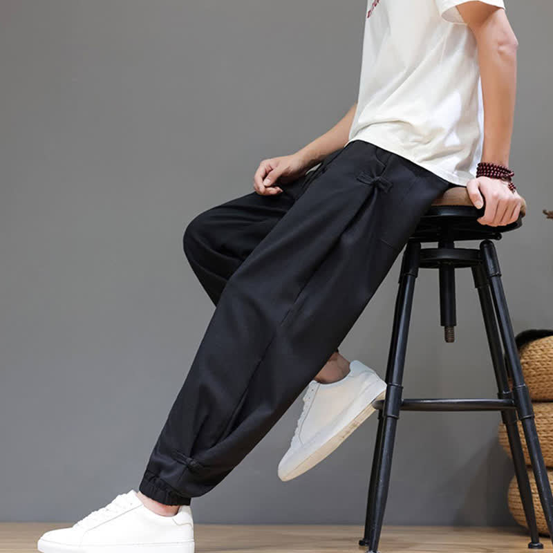 Nimara Ritual Spring Summer Casual Minimalist Drawstring Elastic Waist Solid Cropped Pants Men's Tapered Pants With Pocket