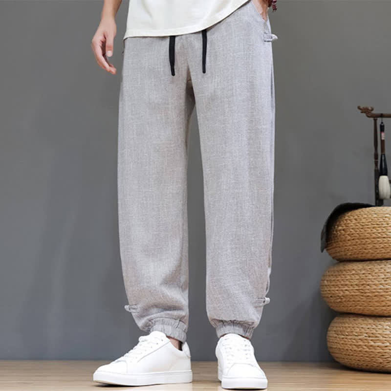 Nimara Ritual Spring Summer Casual Minimalist Drawstring Elastic Waist Solid Cropped Pants Men's Tapered Pants With Pocket
