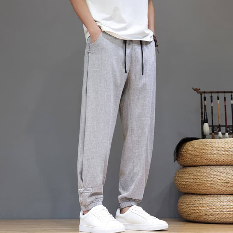 Nimara Ritual Spring Summer Casual Minimalist Drawstring Elastic Waist Solid Cropped Pants Men's Tapered Pants With Pocket