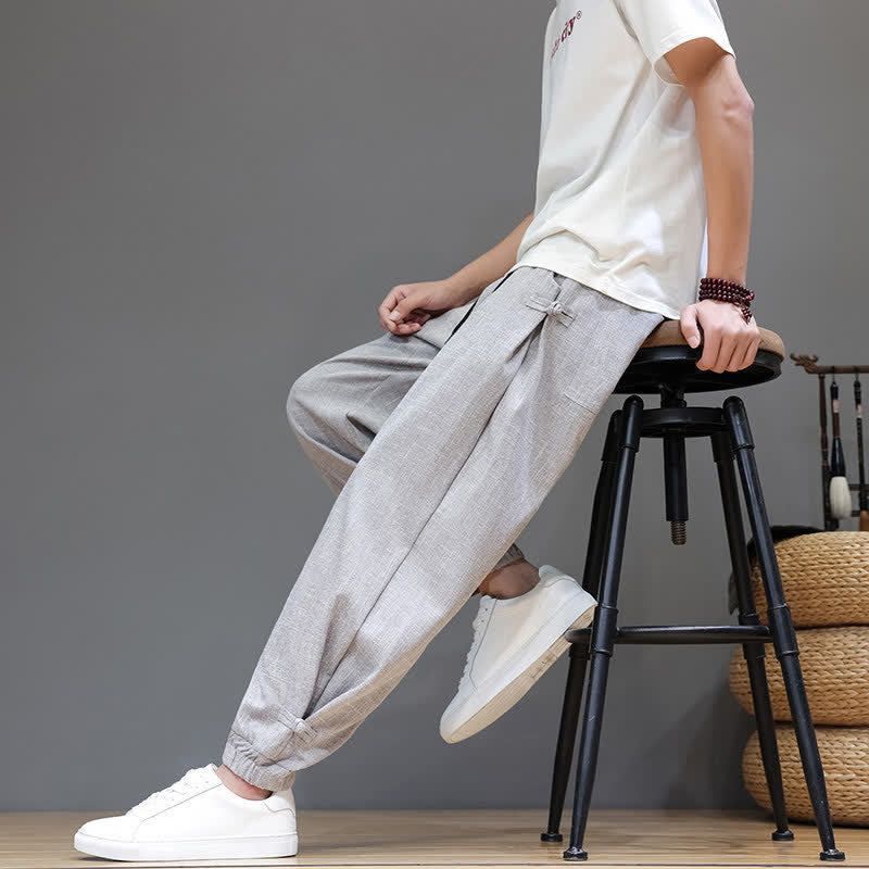 Nimara Ritual Spring Summer Casual Minimalist Drawstring Elastic Waist Solid Cropped Pants Men's Tapered Pants With Pocket