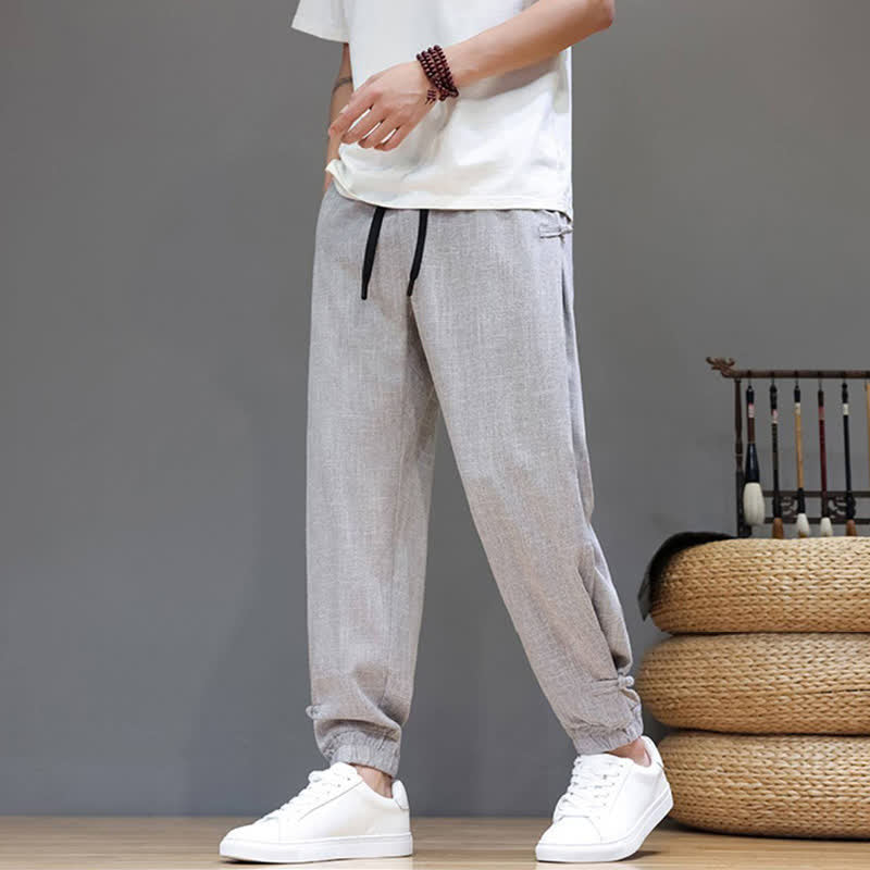 Nimara Ritual Spring Summer Casual Minimalist Drawstring Elastic Waist Solid Cropped Pants Men's Tapered Pants With Pocket