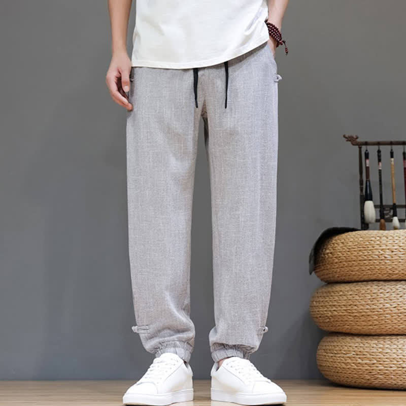 Nimara Ritual Spring Summer Casual Minimalist Drawstring Elastic Waist Solid Cropped Pants Men's Tapered Pants With Pocket