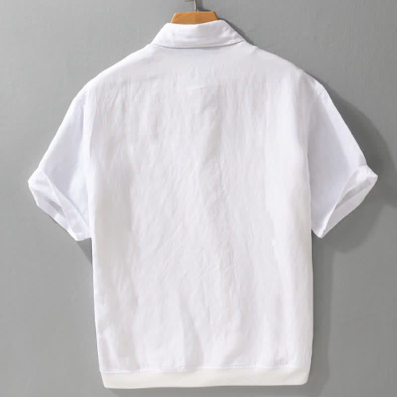 Nimara Ritual Summer Casual Minimalist Button-Up Stand Collar Solid Men's Short Sleeve Shirts