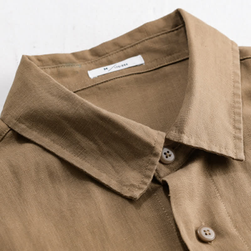 Nimara Ritual Summer Casual Minimalist Button-Up Stand Collar Solid Men's Short Sleeve Shirts