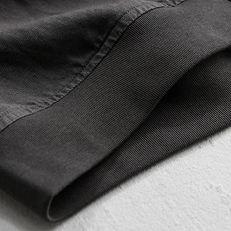Nimara Ritual Summer Casual Minimalist Button-Up Stand Collar Solid Men's Short Sleeve Shirts