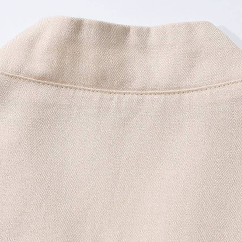 Nimara Ritual 2Pcs Spring Summer Casual Minimalist Button-Up Shirt Drawstring Pants Solid Men's Meditation Cloth With Pockets