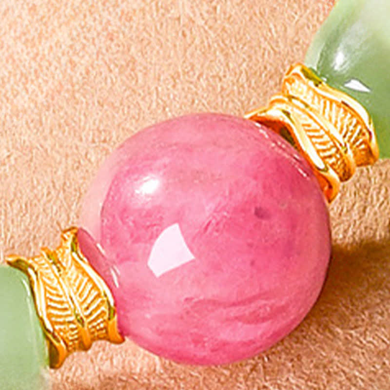 Nimara Ritual Jade Luck Round Bead Rhodonite Bracelet