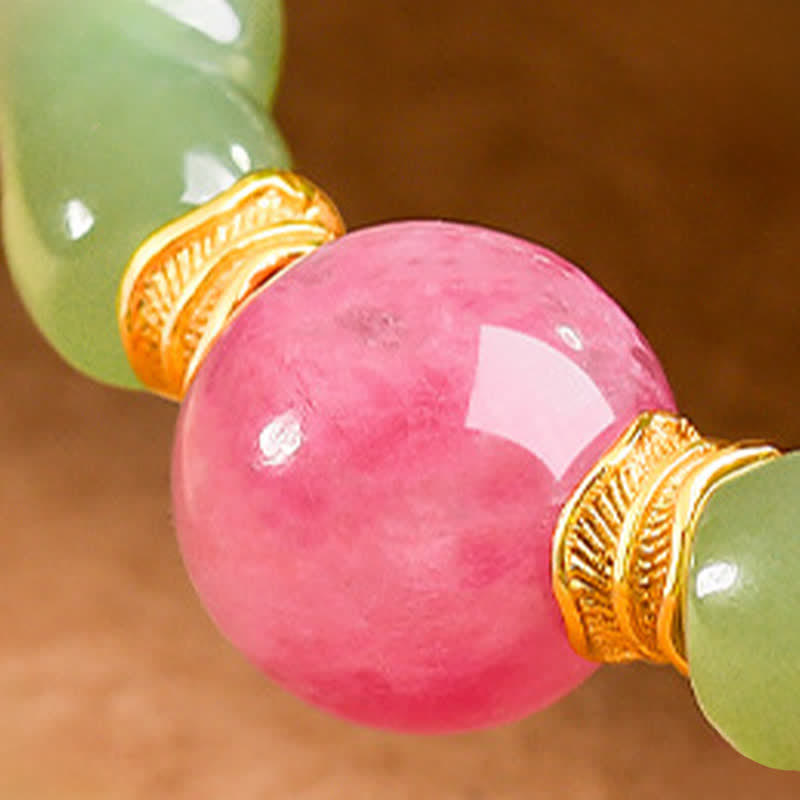 Nimara Ritual Jade Luck Round Bead Rhodonite Bracelet