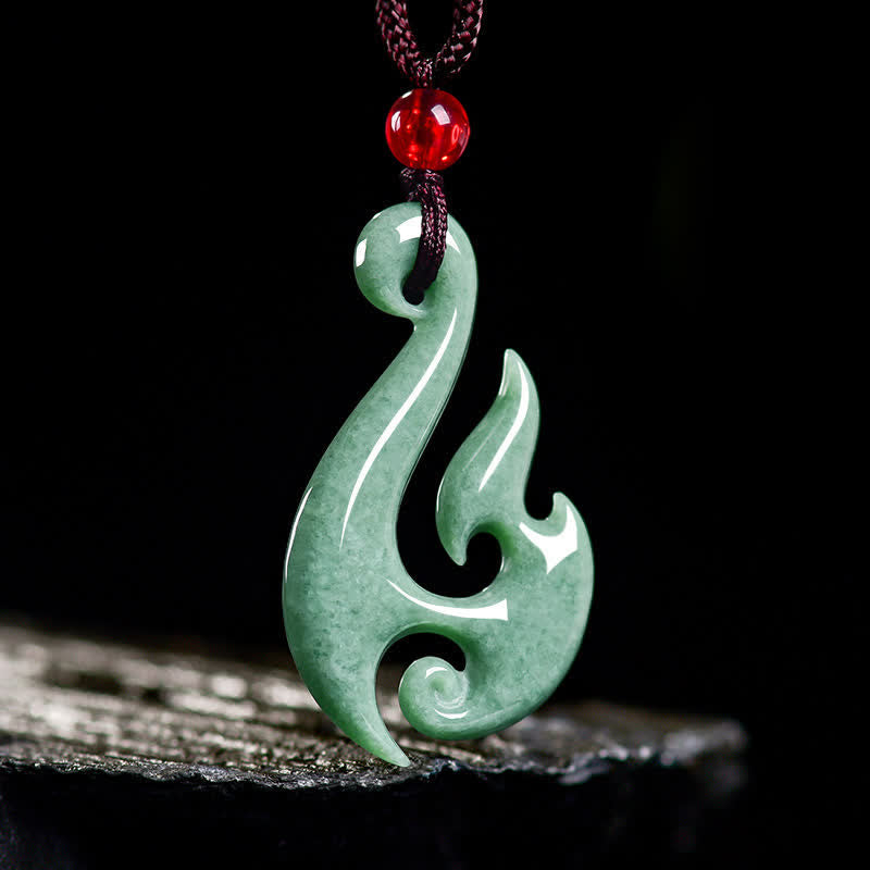 Nimara Ritual Natural Jade Spiral Abundance Pendant Necklace