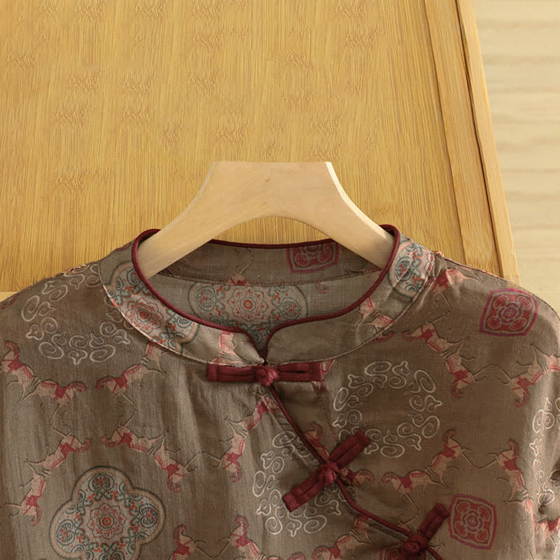 Nimara Ritual Summer Tang Style Vintage Mandarin Collar Frog Button Floral Gourd Horse Tank Top Women's Sleeveless Shirts