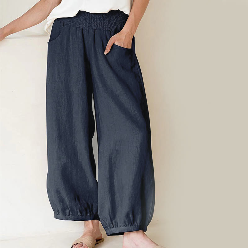 Nimara Ritual Plain Color Cotton Women's Harem Pants With Pockets