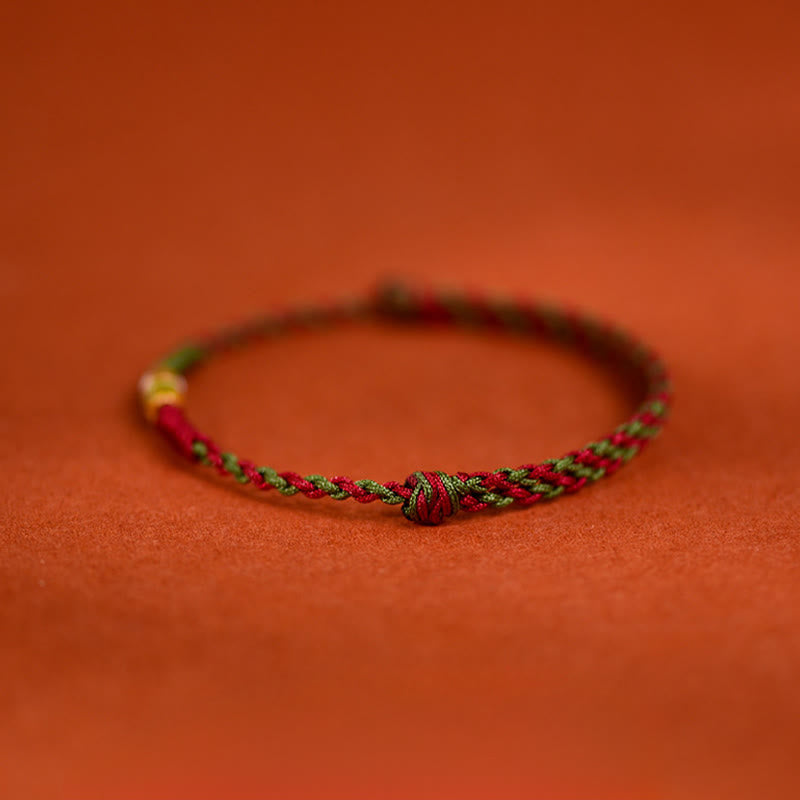 Nimara Ritual 999 Gold Braided Colorful Red Green String Koi Fish Luck Bracelet Anklet