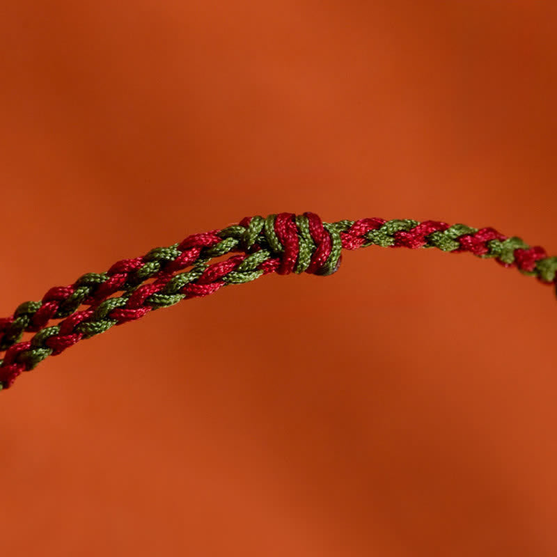 Nimara Ritual 999 Gold Braided Colorful Red Green String Koi Fish Luck Bracelet Anklet