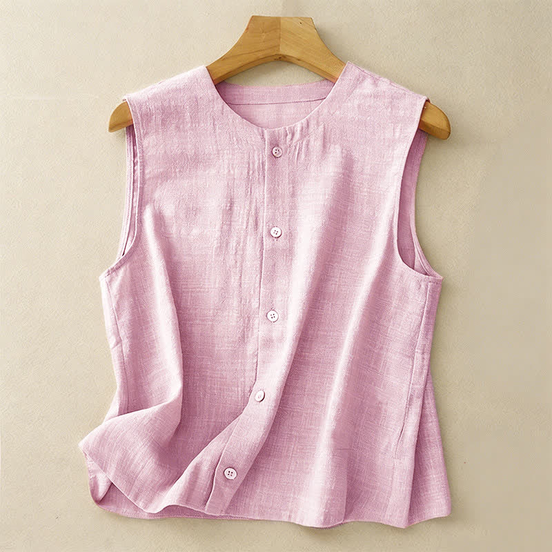 Nimara Ritual Summer Casual Minimalist Button-Up Solid Tank Top Women's Sleeveless Shirts