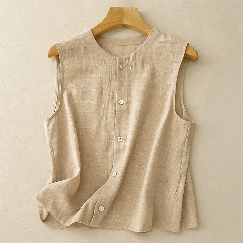 Nimara Ritual Summer Casual Minimalist Button-Up Solid Tank Top Women's Sleeveless Shirts