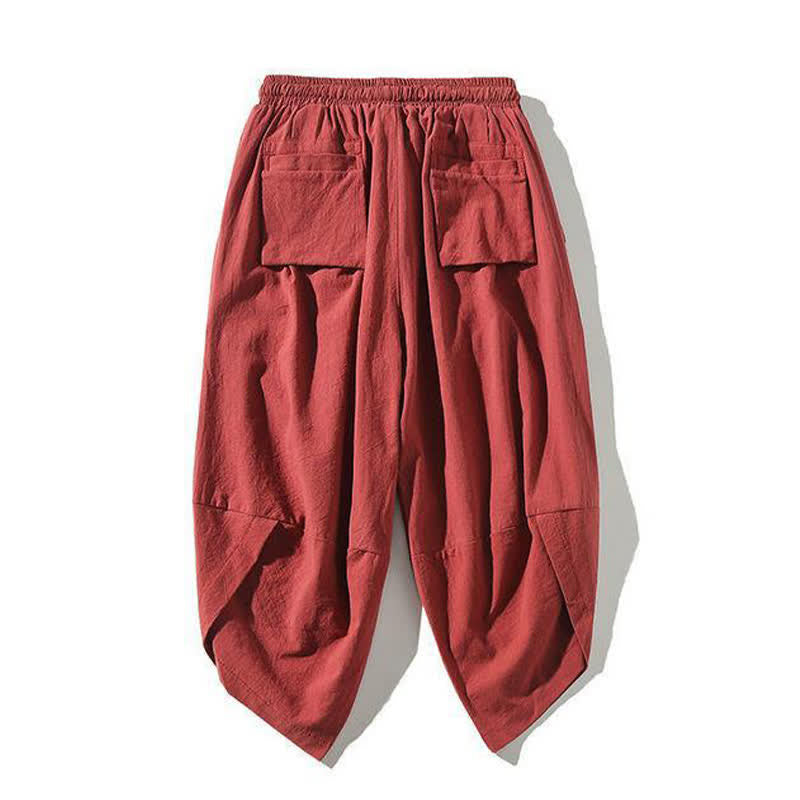 Nimara Ritual Summer Tang Style Drawstring Koi Fish Capri Pants Men's Harem Pants With Pocket