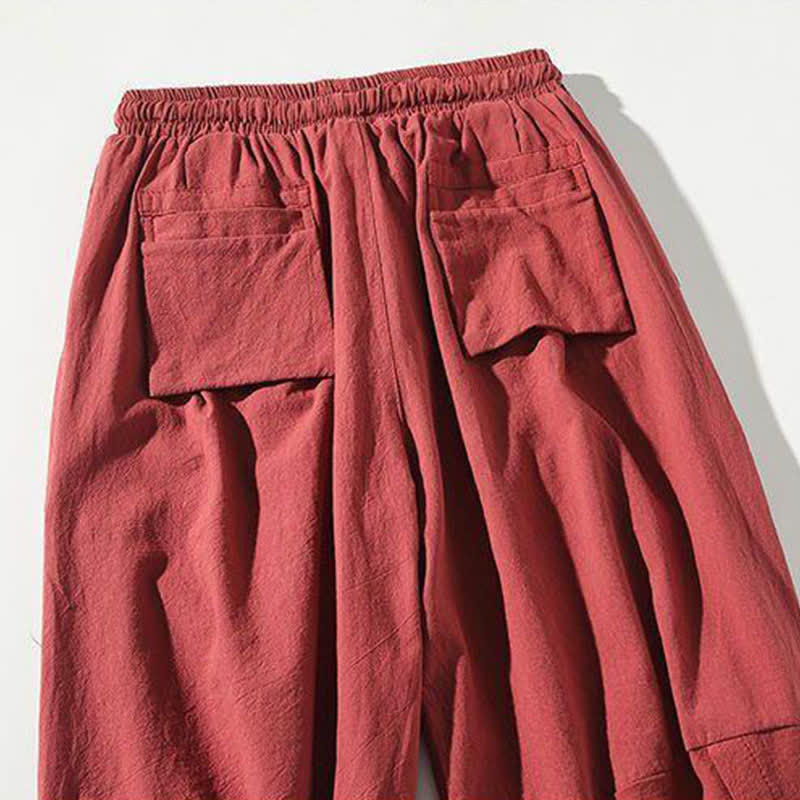 Nimara Ritual Summer Tang Style Drawstring Koi Fish Capri Pants Men's Harem Pants With Pocket