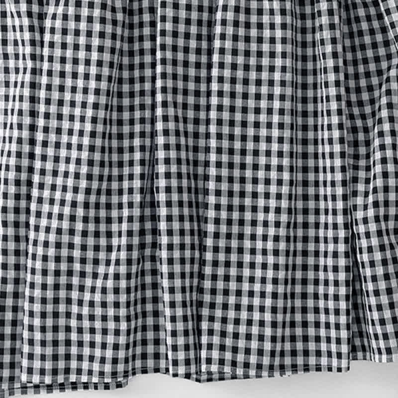 Nimara Ritual Summer Vintage Plaid V-Neck Women's Short Sleeve Dress With Pocket