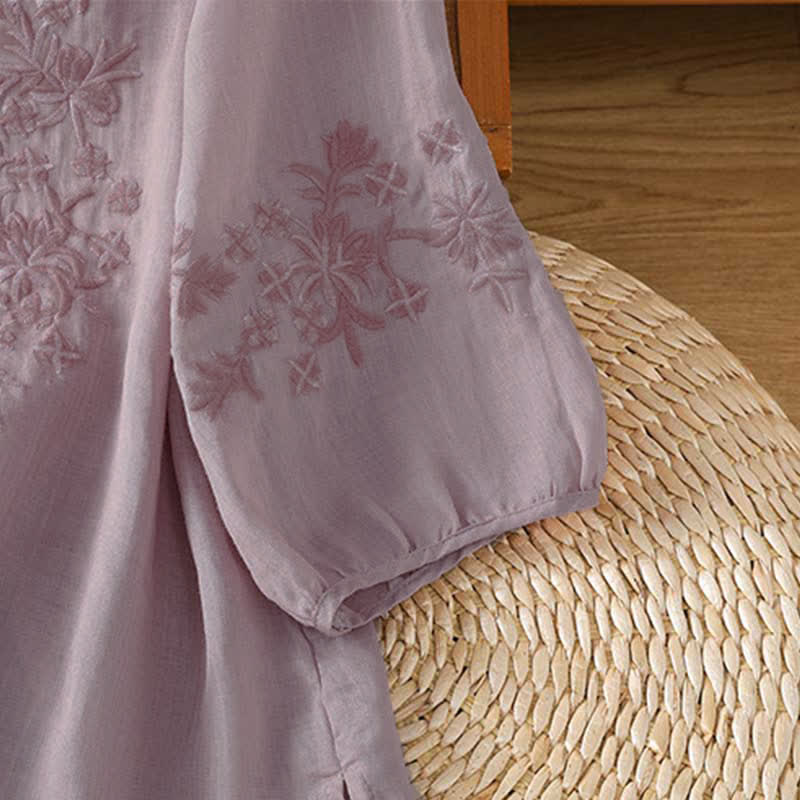 Nimara Ritual Summer Casual Vintage Embroidery Floral Women's Short Sleeve Shirts