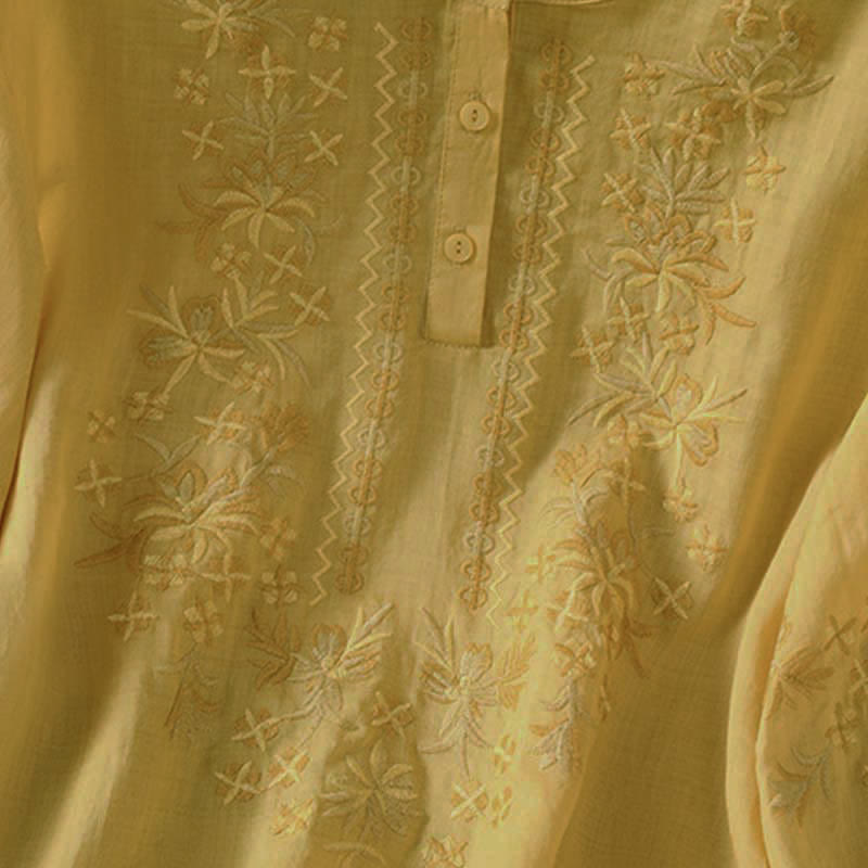 Nimara Ritual Summer Casual Vintage Embroidery Floral Women's Short Sleeve Shirts