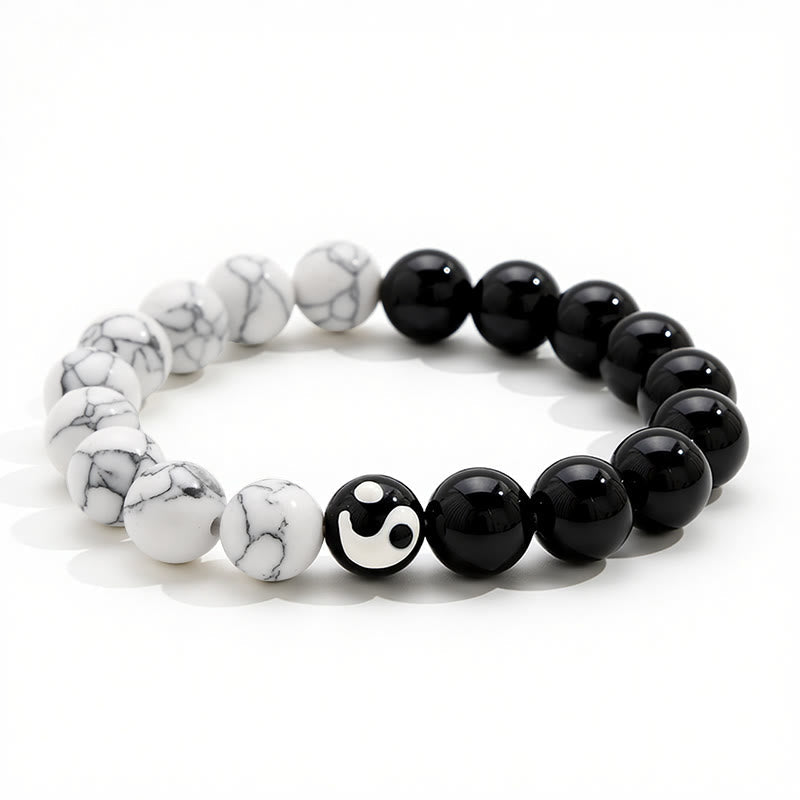 Nimara Ritual Liuli Glass Bead Yin Yang Balance Round Bead Bracelet