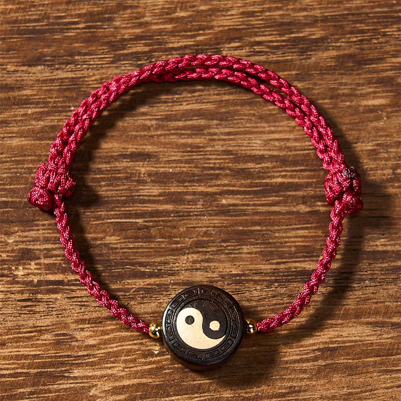 Nimara Ritual Ebony Wood Bagua Grounding Red String Bracelet