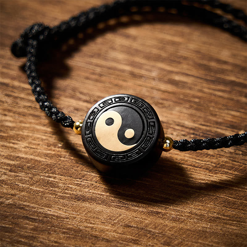 Nimara Ritual Ebony Wood Bagua Grounding Red String Bracelet