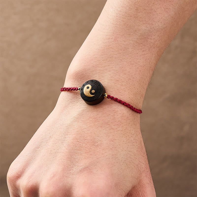 Nimara Ritual Ebony Wood Bagua Grounding Red String Bracelet