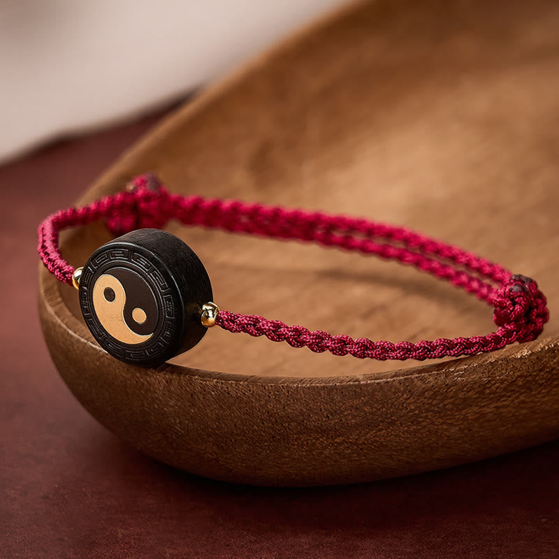 Nimara Ritual Ebony Wood Bagua Grounding Red String Bracelet