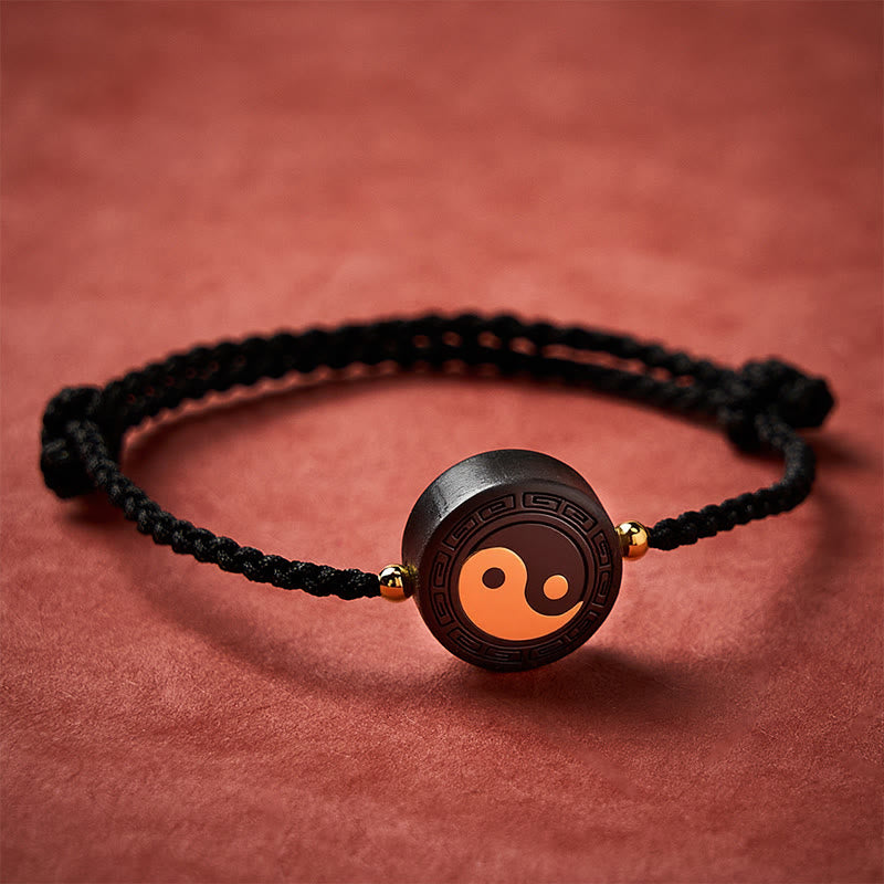 Nimara Ritual Ebony Wood Bagua Grounding Red String Bracelet