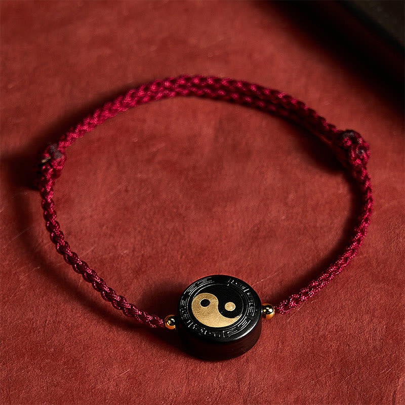 Nimara Ritual Ebony Wood Bagua Grounding Red String Bracelet