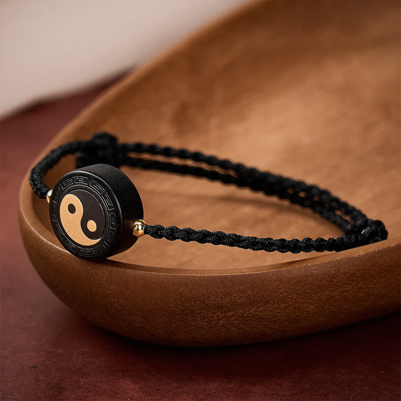 Nimara Ritual Ebony Wood Bagua Grounding Red String Bracelet