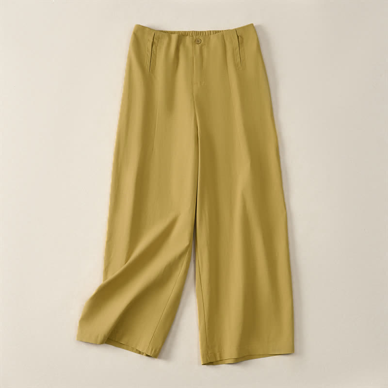 Nimara Ritual Summer Minimalist Elegant Button-Up Solid Zipper Design Cropped Pants Women's Straight Leg Pants With Pockets