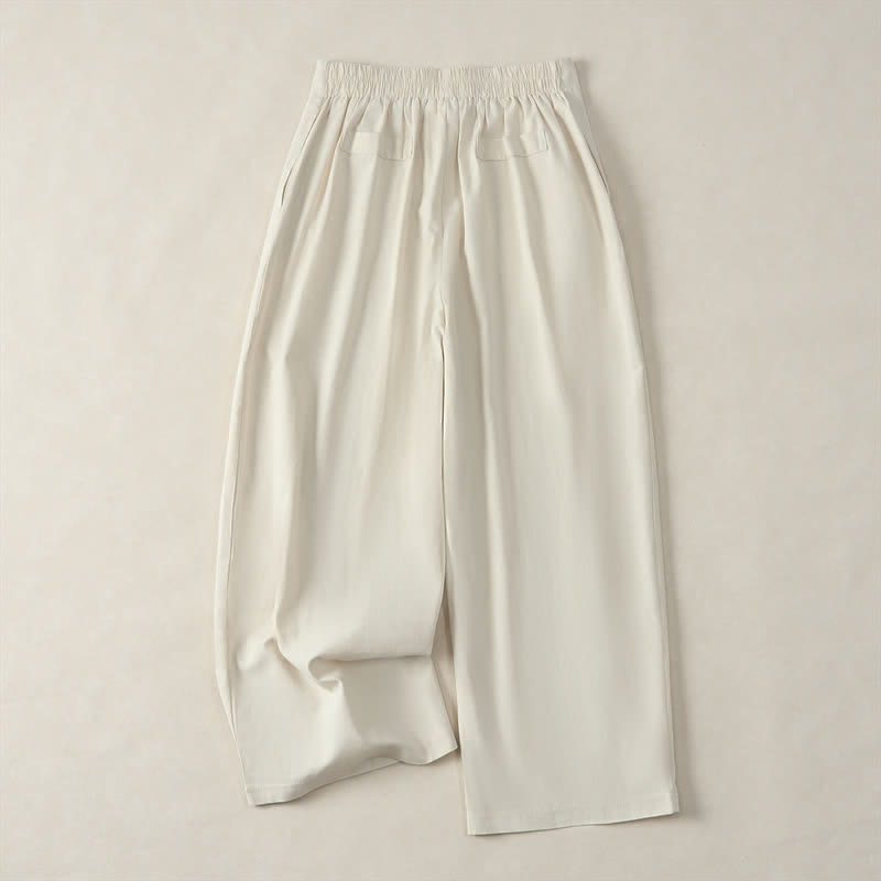 Nimara Ritual Summer Minimalist Elegant Button-Up Solid Zipper Design Cropped Pants Women's Straight Leg Pants With Pockets