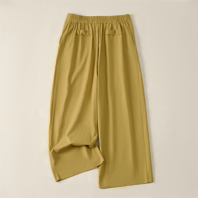 Nimara Ritual Summer Minimalist Elegant Button-Up Solid Zipper Design Cropped Pants Women's Straight Leg Pants With Pockets