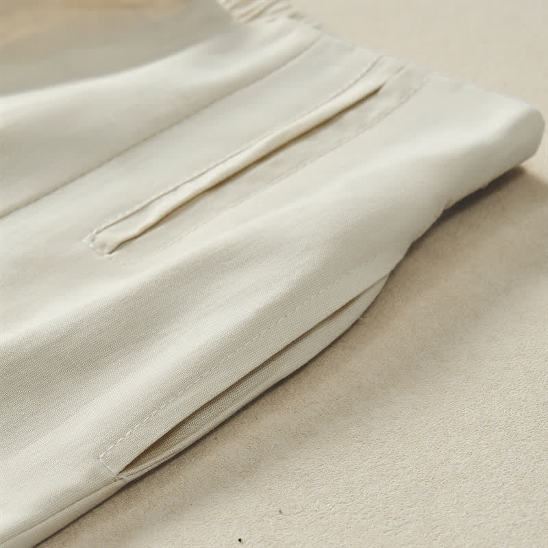 Nimara Ritual Summer Minimalist Elegant Button-Up Solid Zipper Design Cropped Pants Women's Straight Leg Pants With Pockets